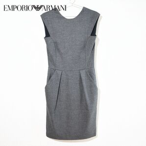 【EMPORIO ARMANI/エンポリオアルマーニ】高級ノースリーブワンピース オケージョン 上品 グレー 38/M