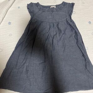 any FAM キッズ ワンピース デニム風 フリル 半袖 120cm