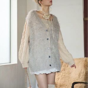 新品タグ付き!join nuit シャギーコンビニットカーディガン フリーサイズ