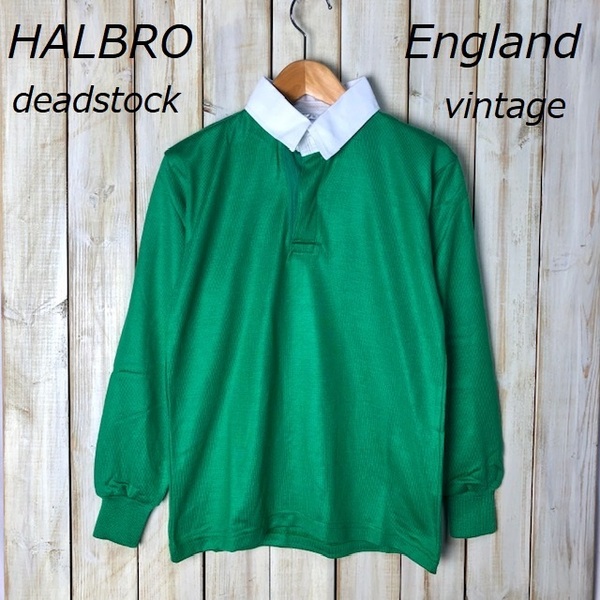 deadstock ヴィンテージ 英国製 HALBRO ラガーシャツ 32 ハーブロ オールド ヨーロッパ ユーロ グリーン 緑 ●27