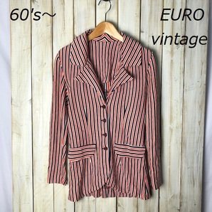 ヨーロッパ古着 ヴィンテージ 60~70's ストライプニットジャケット XS~Sぐらい UK ③ EURO古着 PUNK モッズ パンクス