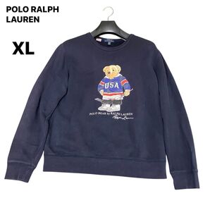 XL ポロ ラルフ ローレン POLO RALPH LAUREN ポロベアスウェット ポロベア アイスホッケー柄 ネイビー