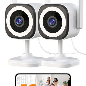 【新品未使用】ペットカメラ ベビーモニター WiFi iphone対応 300万画素 2台セット 空き巣や強盗対策に 防水