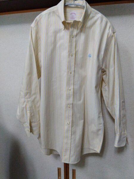 ブルックスブラザーズ 長袖シャツ、ボタンダウン イエロー/ストライプ、ノンアイロン、メンズS、中古