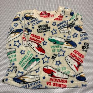 新幹線 パジャマ もこもこ 95センチ 長袖長ズボン 冬用 腹巻き付き 男の子 プラレール