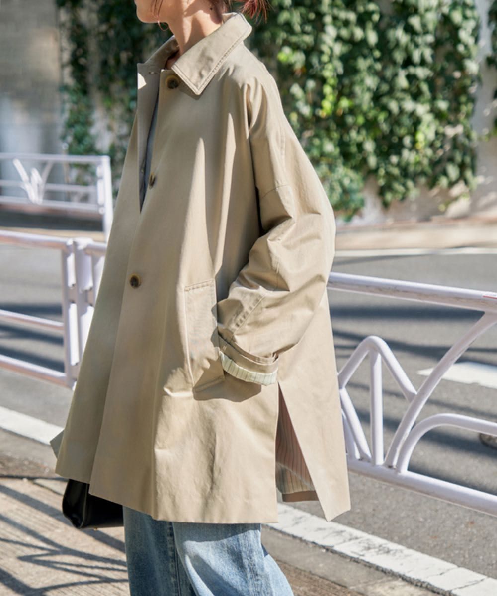スピックアンドスパン spick&span T/Cギャバジンステンカラーコート トレンチコート Aライン テントコート ベージュ