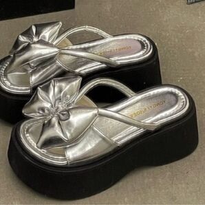 ZOZOTOWN シルバーリボンサンダル