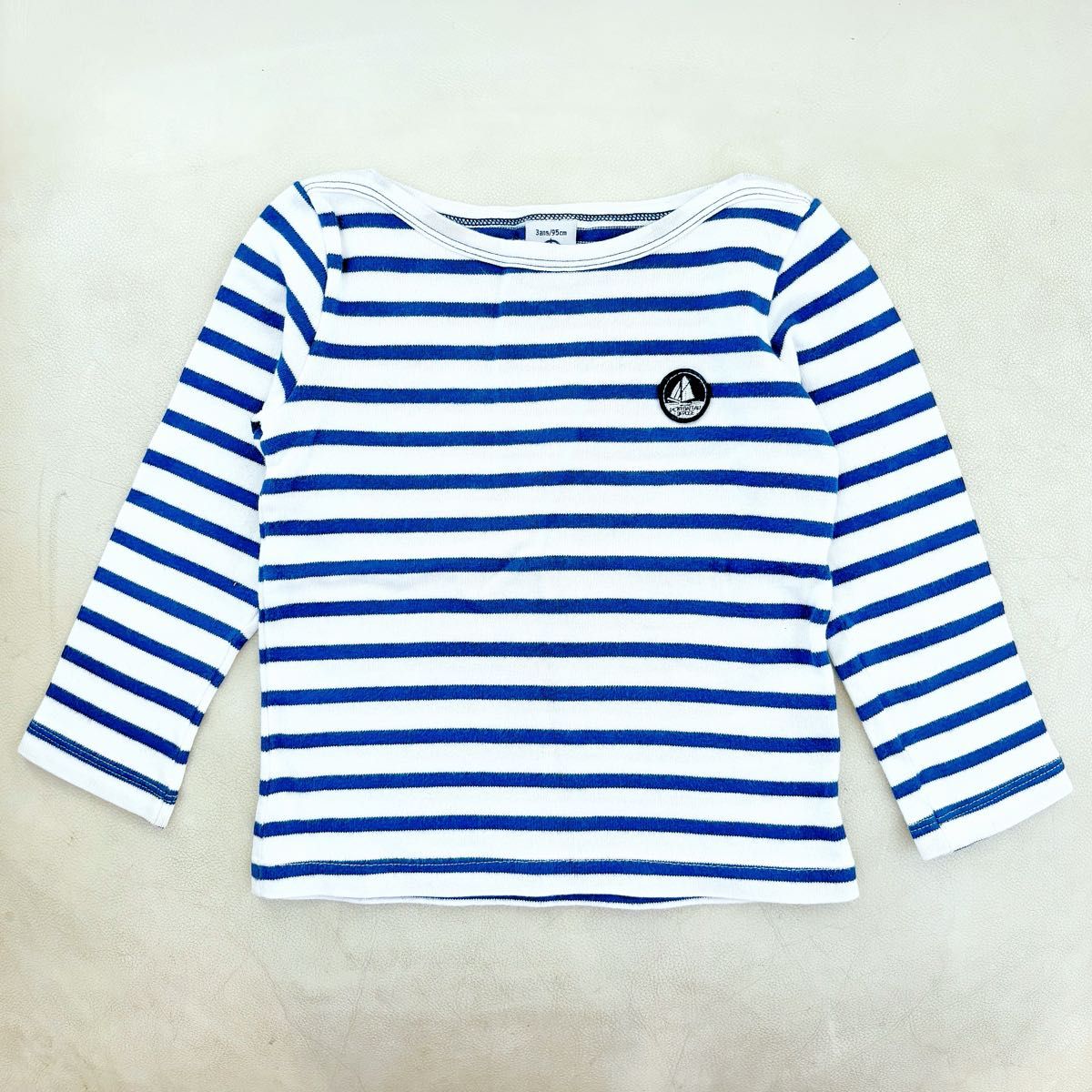 プチバトー☆3ans95cm☆青×白☆マリニエールボーダー長袖Tシャツ