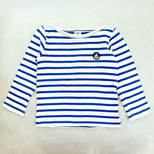 プチバトー☆3ans95cm☆青×白☆マリニエールボーダー長袖Tシャツ