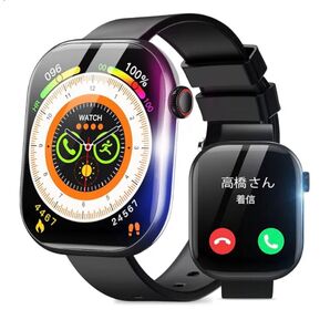 スマートウォッチ 【AIモデル 2.08インチ超大画面】 iPhone対応&アンドロイド対応 Bluetooth5.4 通話機能