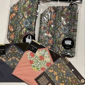新品 未開封 ウイリアムモリス 5点 ランチバッグ 巾着 封筒 リメイク マスキングシート /いちご泥棒