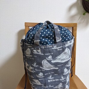 ヨット柄(紺色) バケツBag