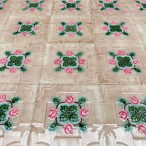 アンティーク・マジョリカタイル☆薔薇⑧バラ*20枚セット☆兵庫県*淡陶社製*ダントー社*日本製☆明治~昭和初期*現品☆美品☆美の壷☆