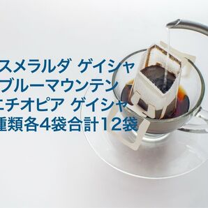 コーヒー豆 合計12袋 3種類各4袋 パナマ ゲイシャ ブルーマウンテン エチオピア ゲイシャ