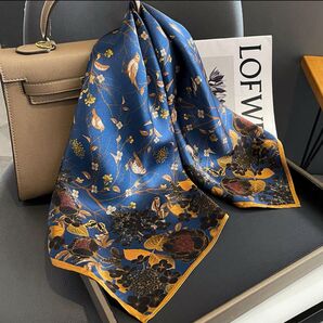 スカーフ レディーススカーフ 花柄スカーフ 鳥モチーフスカーフ 絹100%スカーフ 母の日ギフト 誕生日プレゼント