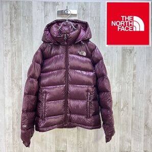 【海外限定】 ノースフェイス ダウンジャケット パープル レディース85M 155〜165cm 右腕リペアあり