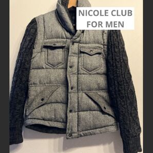 NICOLE CLUB FOR MEN ジャケット ニコルクラブ 秋冬 ダウン アウター 2way メンズ 取り外し 袖 フード付