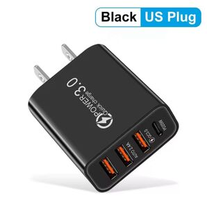 USB充電器 急速充電器 複数ポート 黒色 急速充電器 PD type-c usb タイプc 四台同時充電