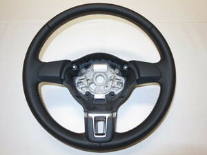 new goods! Polo POLO 6R!! orange stitch! original leather steering gear steering wheel control number (Q-7039)