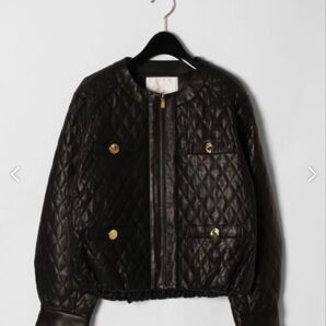 定価8万円 新品未使用!グレースコンチネンタル キルティングノーカラージャケット ブラック 38サイズ Mサイズ ラム革 羊革