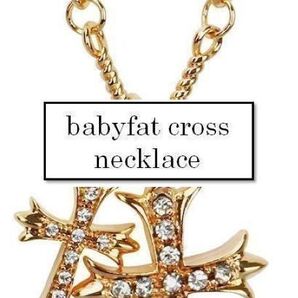ラインストーンベビーファットクロスシルバー925ゴールドネックレス