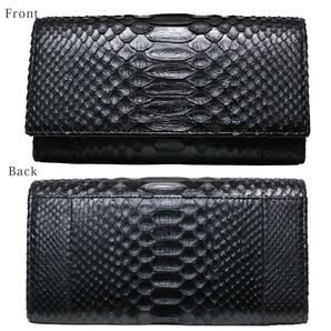 Y16 ダイヤモンドパイソン 二つ折り長財布 2つ折り長財布 レディース メンズ ブラック 人気 ヘビ革 ブラウンド トレンド 黒