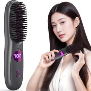 コードレスヒート ブラシ型 マイナスイオン Type-C充電式 160~200℃ コードレス ブラシ型ヘアアイロン 充電式