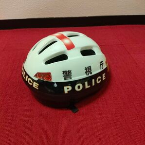 警視庁 POLICE 自転車 ヘルメット 子供用 白 黒