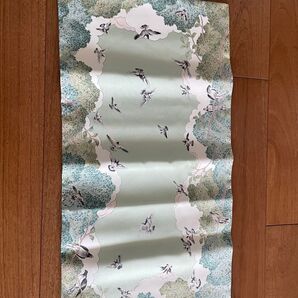 非売品 千總 正絹 テーブルランナー 京友禅 鳥図 大正期 三井銀行記念