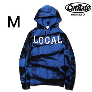 CUTRATE LOCAL プルオーバーパーカー ブルー ブラック タイダイ柄