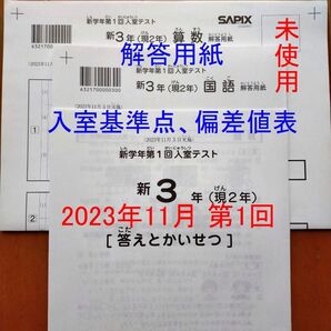 新品 サピックス 新3年 現2年 2023年11月 新学年 第1回入室テスト新小3 現小2 SAPIX 第一回入室テスト