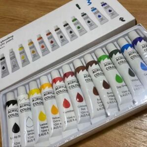 未開封 フライングタイガー アクリル絵具セット ペイント 色塗り アクリル絵の具12色