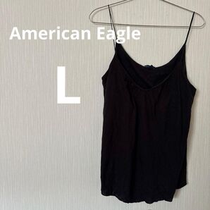 美品☆American Eagle 【L】ブラックキャミソール タンクトップ 黒 ブラック 下着 アメリカンイーグル