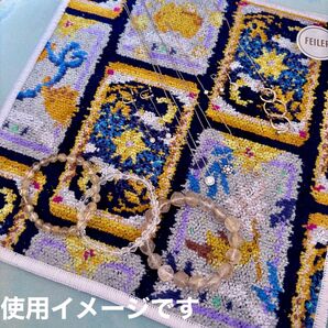 フェイラー 金運アップ、幸運になろう^ - ^月と星のフォーチュンカード ハンカチ ホワイト