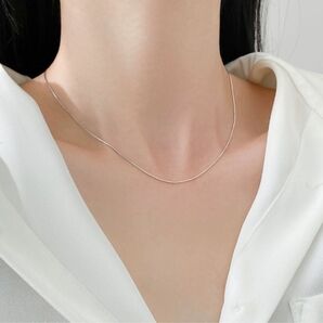 スネークチェーン ネックレス 1mm サージカルステンレス 新品 華奢 シルバー