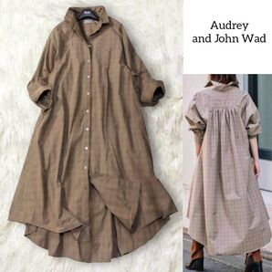 Audrey and John Wad オードリーアンドジョンワッド シャツワンピース ロングワンピース ブラウン チェック 長袖