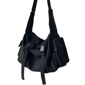 キャンバスクロスボディバッグ ファッションカジュアル ハンドバッグ ショルダーバッグ ブラック トート キャンバス