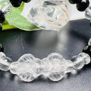 水晶バジュラ&モリオン スモ-キ-水晶回紋珠ブレスレット 結界張って 魔除け 黒水晶モリオン