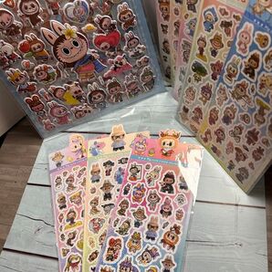 labubu ぷくぷく立体シール 3Dシールかわいい キラキラシール4枚付き