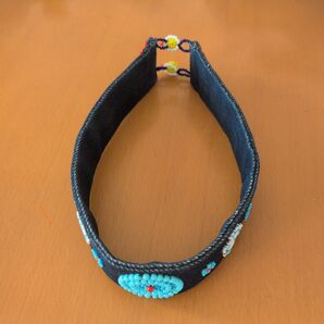 デニムビーズ装飾犬用首輪