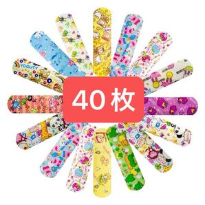 40枚 可愛い キャラクター絆創膏 子供 子ども カットバン バンドエイド 動物 絵柄 乗り物 お花 プレゼント コレクション L