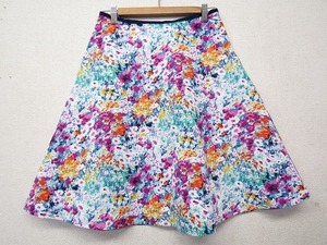 k4126:KUMIKYOKU Kumikyoku * floral print flair skirt 3/L knee height skirt :35