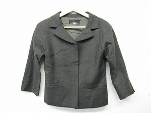 k4207：レキップL'EQUIPEヨシエイナバ七分袖ウールジャケット9号カーキ深緑/日本製：5