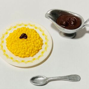 ミニチュア フードガチャ かわいい カレー ライス スプーン ドールハウス ディスプレイ コレクションままごと レトロ サンプル