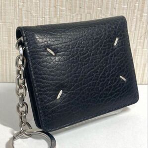 美品 メゾンマルジェラ 4ステッチ キーリング付き カードケース パスケース ブラック