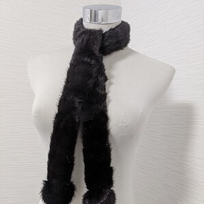 【送料無料】あ877 mink ミンク 毛皮 リアルファー ロングマフラー ベルト ショール ティペット ボンボン 長いミンク タイ