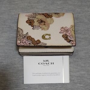 【終了】COACH コーチ ミニ財布 花柄 フラワー Cロゴ ホワイト系