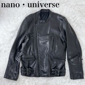 ナノユニバース シングル ライダース ラム レザー M 羊革 黒 レザージャケット NANO UNIVERSE