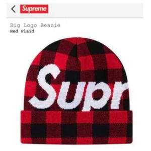 supreme 20AW big logo beanie red check