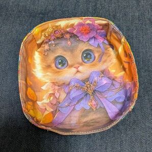 ★イベント品★ファブリックトレイ 猫 小物入れ ハンドメイド
